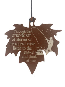 Memorial Fisherman Wind Chime Leaf Sympathy Gift in Memory Deep Tone and Personalized by Weathered Raindrop