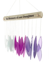 SALE: In Memory of Our Daughter Stained Glass Custom Wind Chime Sun Catcher Combo Purple Sympathy Gift by Weathered Raindrop