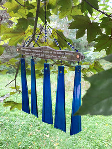 SALE: Memorial Gift in Aqua or Cobalt "Through the Storm" Acrylic Custom Wind Chime Sun Catcher Combo Sympathy Gift by Weathered Raindrop