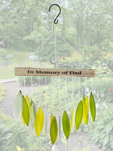 SALE: In Memory of Dad Stained Glass Memorial Custom Green & Gold Wind Chime Sun Catcher Sympathy Gift by Weathered Raindrop