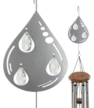 Teardrop Hanging Hook for Wind Chimes, Bird Feeders, Plants, Memorial Garden - Silver Raindrop with Crystal Prisms by Weathered Raindrop