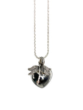 Heart & Dragonfly Memorial Sterling Jewelry Ashes Necklace CREMATION URN Pendant and custom necklace display by Weathered Raindrop