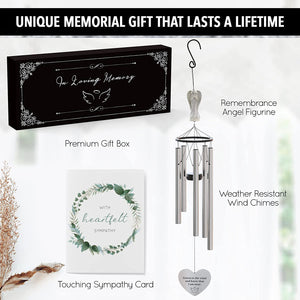 Angel Memorial Wind Chimes for Loss of Loved One - 34" Large Sympathy Wind Chimes, Memorial Gifts for Loss of Loved One Mother Father Husband, Bereavement Wind Chimes for outside Deep Tone
