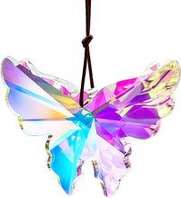 Window Hanging Crystal Angel Wing Prism Suncatcher AB Coating Ornament, Glass Angel Wing Sun Catchers Rainbow,Prism Crystals for Indoor Outdoor Garden Christmas Decor(76Mm)